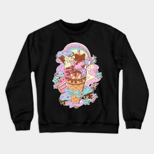 Cute ice cream bunny and bear cone Crewneck Sweatshirt